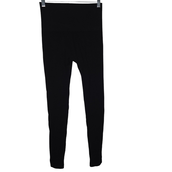 ELETIAN Women's High Waist Black Ribbed Leggings One Size Fits Most Wide Band - Picture 1 of 6